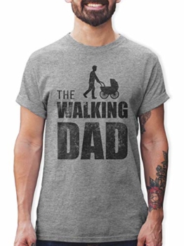 Shirtracer The Walking Dad Herren T-Shirt und Männer Tshirt (L, Grau Meliert) - 1