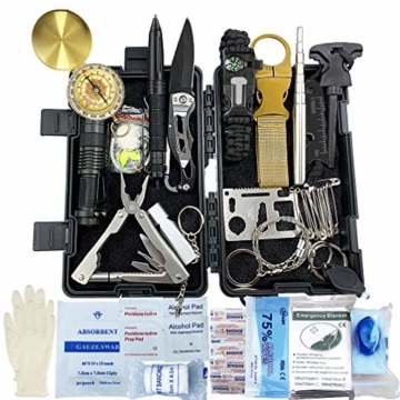 Survival Kit 24 in 1, Außen Erste Hilfe Set Männer, Freund, Ehemann, Papa oder Vater ideal Vatertagsgeschenk, für Wandern, Camping, Outdoor-Abenteuer - 1