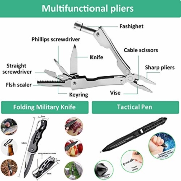 Survival Kit 24 in 1, Außen Erste Hilfe Set Männer, Freund, Ehemann, Papa oder Vater ideal Vatertagsgeschenk, für Wandern, Camping, Outdoor-Abenteuer - 5