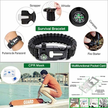 Survival Kit 24 in 1, Außen Erste Hilfe Set Männer, Freund, Ehemann, Papa oder Vater ideal Vatertagsgeschenk, für Wandern, Camping, Outdoor-Abenteuer - 6