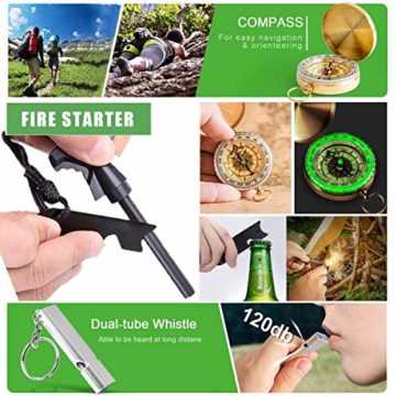Survival Kit 24 in 1, Außen Erste Hilfe Set Männer, Freund, Ehemann, Papa oder Vater ideal Vatertagsgeschenk, für Wandern, Camping, Outdoor-Abenteuer - 7