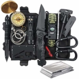 Unihoh Survival Kit 15 in 1,Außen Notfall Survival Kit mit Klappmesser, Armband, Taschenlampe,Rettungsdecke Optimal für Campen oder Wandern Outdoor Abenteuer - 1