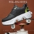 Fbestxie Inline Skates Casual Sneakers 2 in 1 Allrad-Deform Wheel Walk Dual Use Multifunktionale Mode Sneaker Deformationsschuhe Für Kinder Jungen Mädchen Rollschuhe,Black Green,38 - 3