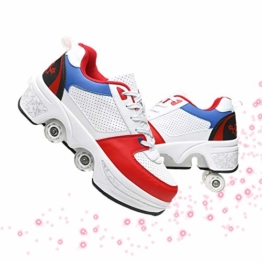 Fbestxie Kinder Roller Schuhe Skate Erwachsene Walk Deformation Schuhe Outdoor Laufschuhe Mit Rad,White Blue,38 - 1