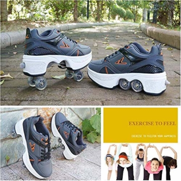 Fbestxie Multifunktionale Deformation Schuhe Quad Skate Rollschuhe Skating Outdoor Sportschuhe für Kinder Erwachsene,40 - 4