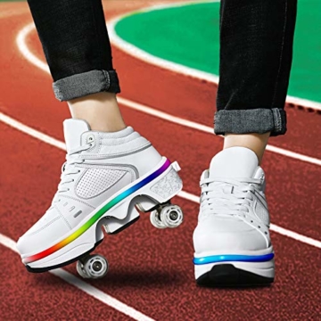 Fbestxie Roller Skates Skating-Schuhe Für Männer Und Frauen Automatische Wanderschuhe Für Erwachsene Unsichtbare Riemenscheibenschuhe Skates Mit Zweireihigem Deform-Rad,High Help,39 - 2