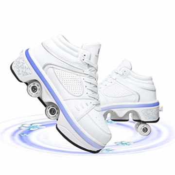 Fbestxie Roller Skates Skating-Schuhe Für Männer Und Frauen Automatische Wanderschuhe Für Erwachsene Unsichtbare Riemenscheibenschuhe Skates Mit Zweireihigem Deform-Rad,High Help,39 - 1