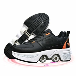 Fbestxie Rollschuhe Mädchen Quad Roller Skates Damen Skate Roller,2-In-1- Skate Schuhe Sportschuhe Multifunktionale Deformation Schuhe Für Mädchen Unsichtbare Schuhe Kinder,Black orange,38 - 1