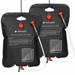 Navaris 2er Set Campingdusche solar 20 L - 2 x Camping Dusche Solardusche - Campdusche Reisedusche kompakt - Camp Shower Outdoordusche mobil - 1