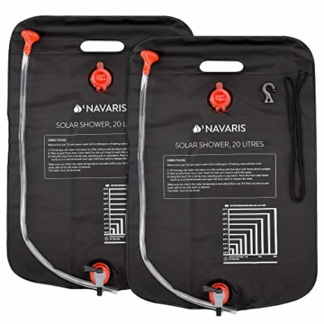 Navaris 2er Set Campingdusche solar 20 L - 2 x Camping Dusche Solardusche - Campdusche Reisedusche kompakt - Camp Shower Outdoordusche mobil - 7
