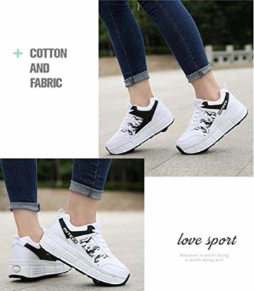 NNN Sportschuhe Skateboard Outdoor Gymnastik Turnschuhe Jungen Mädchen Freizeitschuh Schuhe Mit Rollen Drucktaste Einstellbare Skateboardschuhe Für Kinder Mädchen Junge Erwachsene,White1-42… - 6
