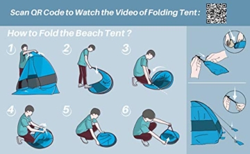 Queta Strandmuschel pop up tragbar Strandzelt für 2-3 Personen UV-Schutz für Familie BBQ Strand Garten Camping - 3