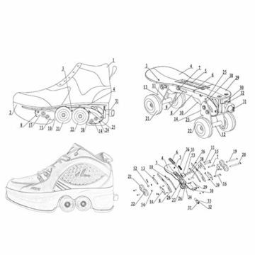 Rollschuhe Mädchen Damen, Schuhe Mit Rollen Fur Jungen Kinder, Quad Skate Rollerskates Herren, Verstellbare 2 In 1 Inline Skates Unisex, Sport Freizeit Skateboardschuhe - 5