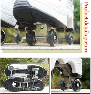 ZZ Inline-Skate Rollschuh Roller Skates Lauflernschuhe,Sneakers,2in1 Mehrzweckschuhe Schuhe Mit Rollen Skateboardschuhe,Inline-Skate,Verstellbare Quad-Rollschuh Stiefel Skateboardschuhe,White-EU34 - 2