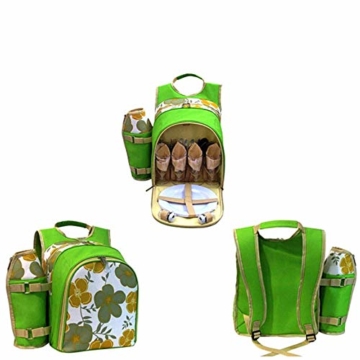 1yess Picknick-Korb Tote Super Deluxe Vier Personen Picknickrucksack Inklusive 29 Stück ESS-Set Kühlfach, um Lebensmittel frisch zu Reise/Picknick/Sport/Flight zu Halten - 2