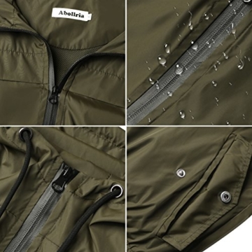 Abollria Damen Regenjacke Leichte Kurze Jacke mit Atmungsaktiv Futter Herbst wasserdichte Übergangjacken mit Kapuze - 2
