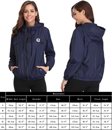 Abollria Damen Regenjacke Leichte Kurze Jacke mit Atmungsaktiv Futter Herbst wasserdichte Übergangjacken mit Kapuze - 3