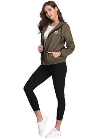 Abollria Damen Regenjacke Leichte Kurze Jacke mit Atmungsaktiv Futter Herbst wasserdichte Übergangjacken mit Kapuze - 5