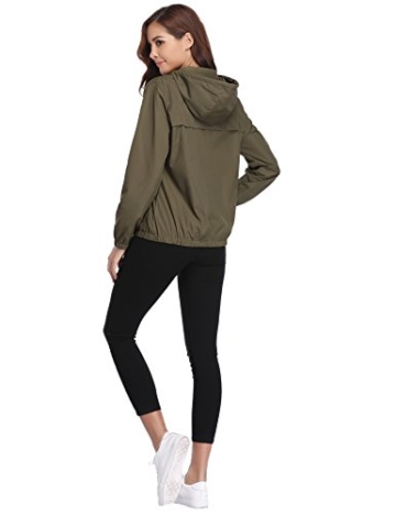 Abollria Damen Regenjacke Leichte Kurze Jacke mit Atmungsaktiv Futter Herbst wasserdichte Übergangjacken mit Kapuze - 6