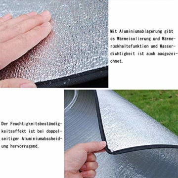 Aehma Alu Isomatte Schaummatten Schlafmatte für Camping 200x150 cm Isoliermatte Isolierdecke Faltbare Zeltmatte Bodenmatte Thermomatte Matte aus Aluminiumfolie, Ultraleicht (Silber, 200 x 150 cm) - 2
