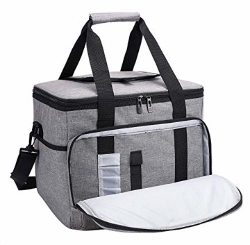 ALLCAMP 30L Kühltasche Faltbare Picknicktasche Thermo Tasche Isoliertasche Kühlkorb Kühlbox isolierbox mit 2 kühlakkus Grau - 2