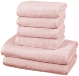 Amazon Basics - Handtuch-Set, schnelltrocknend, 2 Badetücher und 4 Handtücher - Blütenrosa, 100% Baumwolle - 1