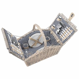 anndora Picknickkorb 4 Personen Weidenkorb Henkelkorb beige + Zubehör 23 TLG. - 1