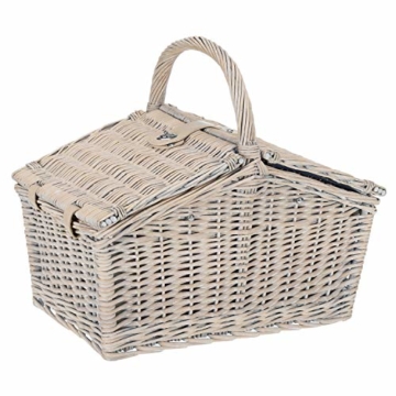 anndora Picknickkorb 4 Personen Weidenkorb Henkelkorb beige + Zubehör 23 TLG. - 3