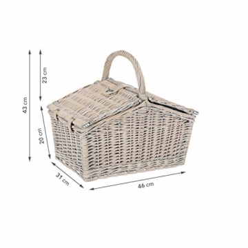 anndora Picknickkorb 4 Personen Weidenkorb Henkelkorb beige + Zubehör 23 TLG. - 6