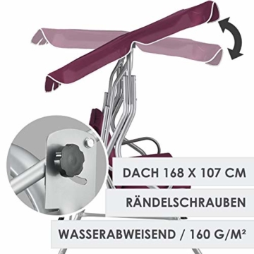 ArtLife Hollywoodschaukel 3-Sitzer mit Dach & Sitzauflage – Gartenschaukel 200 kg belastbar – Schaukelbank für Garten & Terrasse - rot - 4