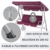 ArtLife Hollywoodschaukel 3-Sitzer mit Dach & Sitzauflage – Gartenschaukel 200 kg belastbar – Schaukelbank für Garten & Terrasse - rot - 6