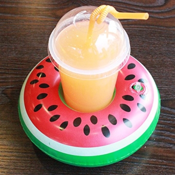 Aufblasbare Getränkehalter,Legends Einhorn Flamingo Palm Island Krapfen Frucht Cartoon Aufblasbares Flaschenhalter Badespielzeug Pool Untersetzer für Bier Getränke Saft (9 Stück-Mehrfarbig) - 4