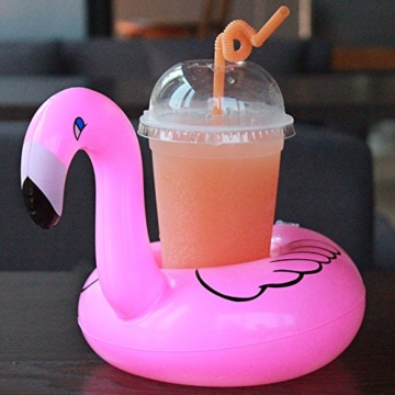 Aufblasbare Getränkehalter,Legends Einhorn Flamingo Palm Island Krapfen Frucht Cartoon Aufblasbares Flaschenhalter Badespielzeug Pool Untersetzer für Bier Getränke Saft (9 Stück-Mehrfarbig) - 5