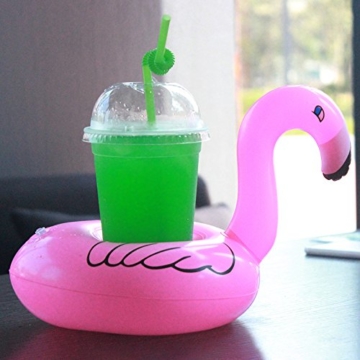 Aufblasbare Getränkehalter,Legends Einhorn Flamingo Palm Island Krapfen Frucht Cartoon Aufblasbares Flaschenhalter Badespielzeug Pool Untersetzer für Bier Getränke Saft (9 Stück-Mehrfarbig) - 6