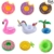Aufblasbare Getränkehalter,Legends Einhorn Flamingo Palm Island Krapfen Frucht Cartoon Aufblasbares Flaschenhalter Badespielzeug Pool Untersetzer für Bier Getränke Saft (9 Stück-Mehrfarbig) - 1