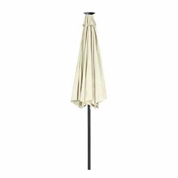 Aufun Sonnenschirm 300cm mit kurbel und Solarbetriebene Weiß LED UV Schutz Neigbar 40+ - Beige Alu Balkon Terrassenschirm Marktschirm Gartenschirm (Beige) - 5