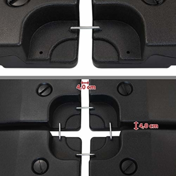 BB Sport Sonnenschirmständer 4-teilig Schirmgewicht für Ampelschirm Bodenkreuz schwarz 90 Liter / 120 kg - befüllbar mit Wasser oder Sand - 6