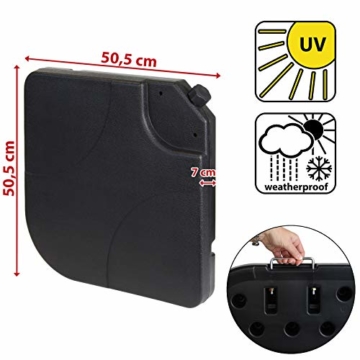 BB Sport Sonnenschirmständer 4-teilig Schirmgewicht für Ampelschirm Bodenkreuz schwarz 60 Liter / 80 kg - befüllbar mit Wasser oder Sand - 3
