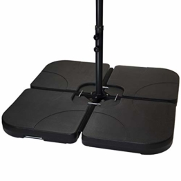 BB Sport Sonnenschirmständer 4-teilig Schirmgewicht für Ampelschirm Bodenkreuz schwarz 60 Liter / 80 kg - befüllbar mit Wasser oder Sand - 1