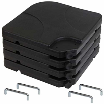 BB Sport Sonnenschirmständer 4-teilig Schirmgewicht für Ampelschirm Bodenkreuz schwarz 60 Liter / 80 kg - befüllbar mit Wasser oder Sand - 5