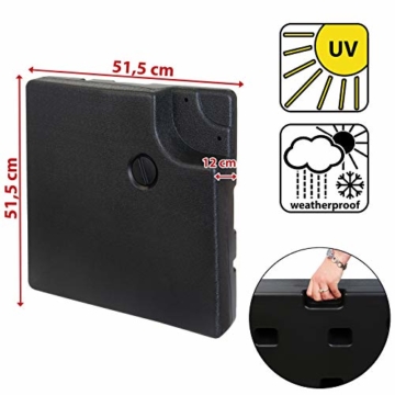 BB Sport Sonnenschirmständer 4-teilig Schirmgewicht für Ampelschirm Bodenkreuz schwarz 90 Liter / 120 kg - befüllbar mit Wasser oder Sand - 3
