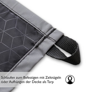 BERGBRUDER Nylon Picknickdecke - Pocket Blanket Wasserdicht, Ultraleicht & kompakt - Ground Sheet, Campingdecke, Stranddecke mit Tasche und Karabiner (200cm x 140cm) - 6