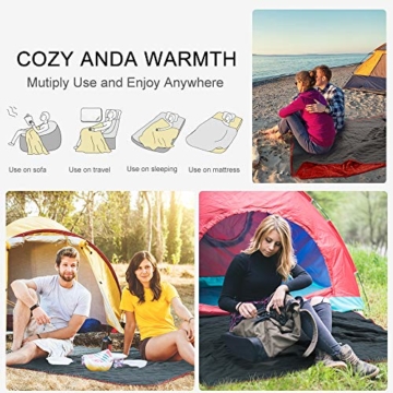 Bessport Camping Decke, Stranddecke Sanft, Sandabweisende Campingdecke, Warm Outdoor Picknickdecke Fleece 200 x 145 cm - für Camping, Outdoor, Picknicks, Reise, Terrasse und Heimnutzung (Blue) - 6