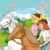 Bibi und Tina Strandtuch mit Pferde Sterne Mädchen | Badetuch Schwimmbadtuch 75x150 cm 100% Baumwolle Velours Türkis - 3