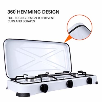 Campingkocher Camping Gaskocher 3 Flammig Campingherde mit Drehschalter, Camping Gaskocher Haltbar 59 cm x 32 cm x 9 cm Campingkocher - 2
