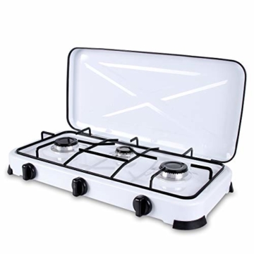 Campingkocher Camping Gaskocher 3 Flammig Campingherde mit Drehschalter, Camping Gaskocher Haltbar 59 cm x 32 cm x 9 cm Campingkocher - 4