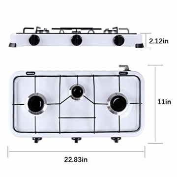 Campingkocher Camping Gaskocher 3 Flammig Campingherde mit Drehschalter, Camping Gaskocher Haltbar 59 cm x 32 cm x 9 cm Campingkocher - 7