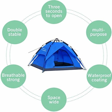 Campmore Wurfzelt 2/3/4 Personen, Sekundenzelt Campingzelt Kuppelzelt 240x210x135cm Blau - 7
