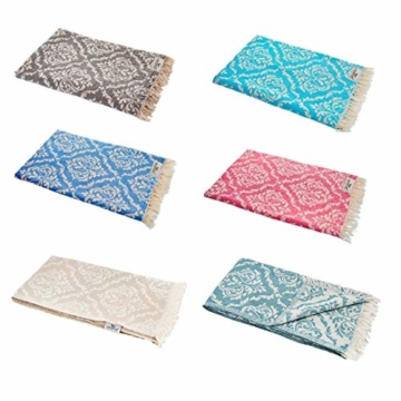 Carenesse Jacquard Hamamtuch Barock 90 x 175 cm grau I Edles Hamam Handtuch 100% saugfähige Baumwolle mit hochwertiger Webung I Pestemal / Fouta weich & zart I Leichtes Hamam Strandtuch kompakt - 8