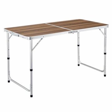 casa.pro Höhenverstellbarer Klapptisch 120x60x55/63/70 cm Multifunktionstisch Gartentisch Klappbarer Campingtisch Multifunktions-Klapptisch Falttisch bis zu 30 kg Aluminiumgestell Walnuss - 7